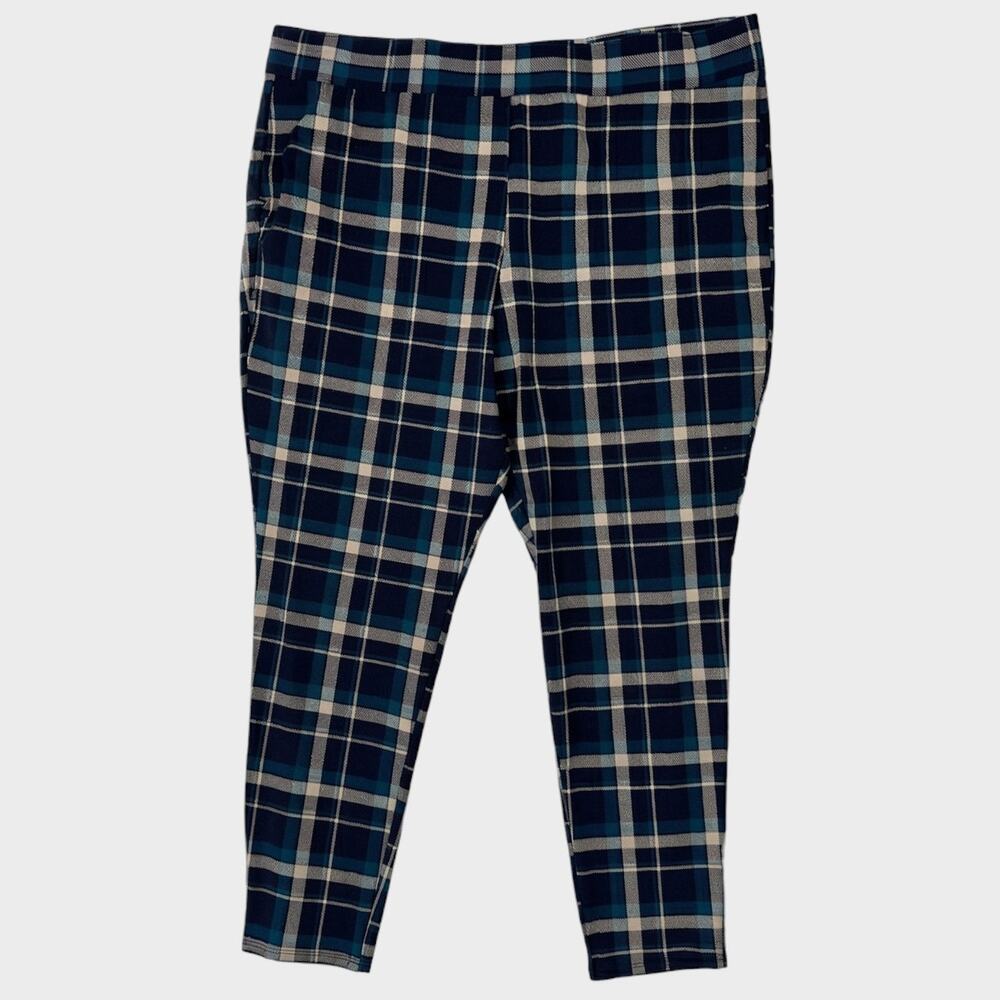 Torrid Womens Size 3 Plaid Blue Yellow Leggings Pants 3X Cotton Spandex - Picture 1 of 9